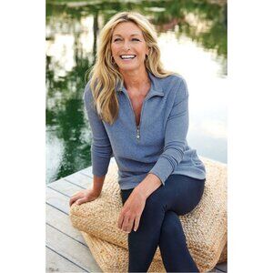 Soft Surroundings Adalyn Pullover Tunic Top Small Blue Sherpa Fleece Shirt